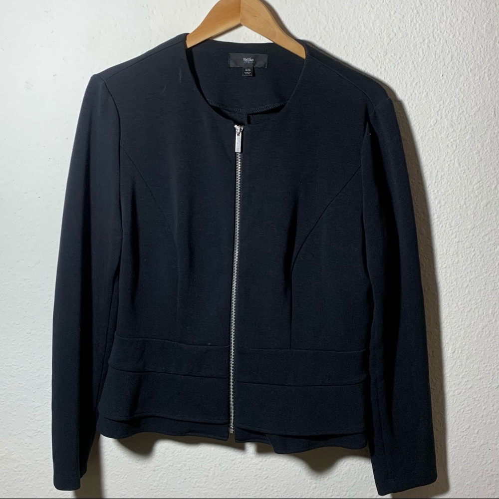 Mossimo Soft Black Zippered Blazer with Peplum XL